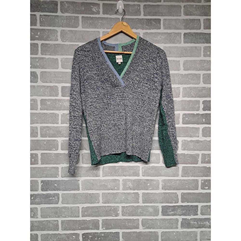 Nic& Zoe Womens Color‎ Block Mix V-Neck Casual Sweater Size XSMall